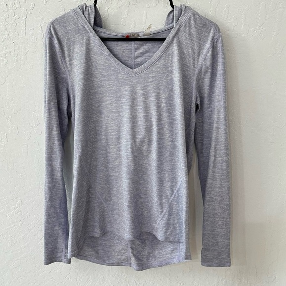 Zella Purple White Stripe Pullover Long Sleeve Hood Relaxed Oversize Small - Picture 1 of 8